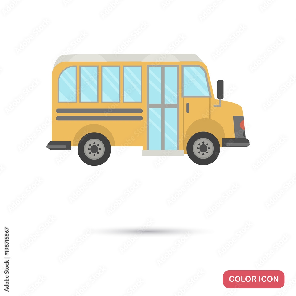 School bus color flat icon