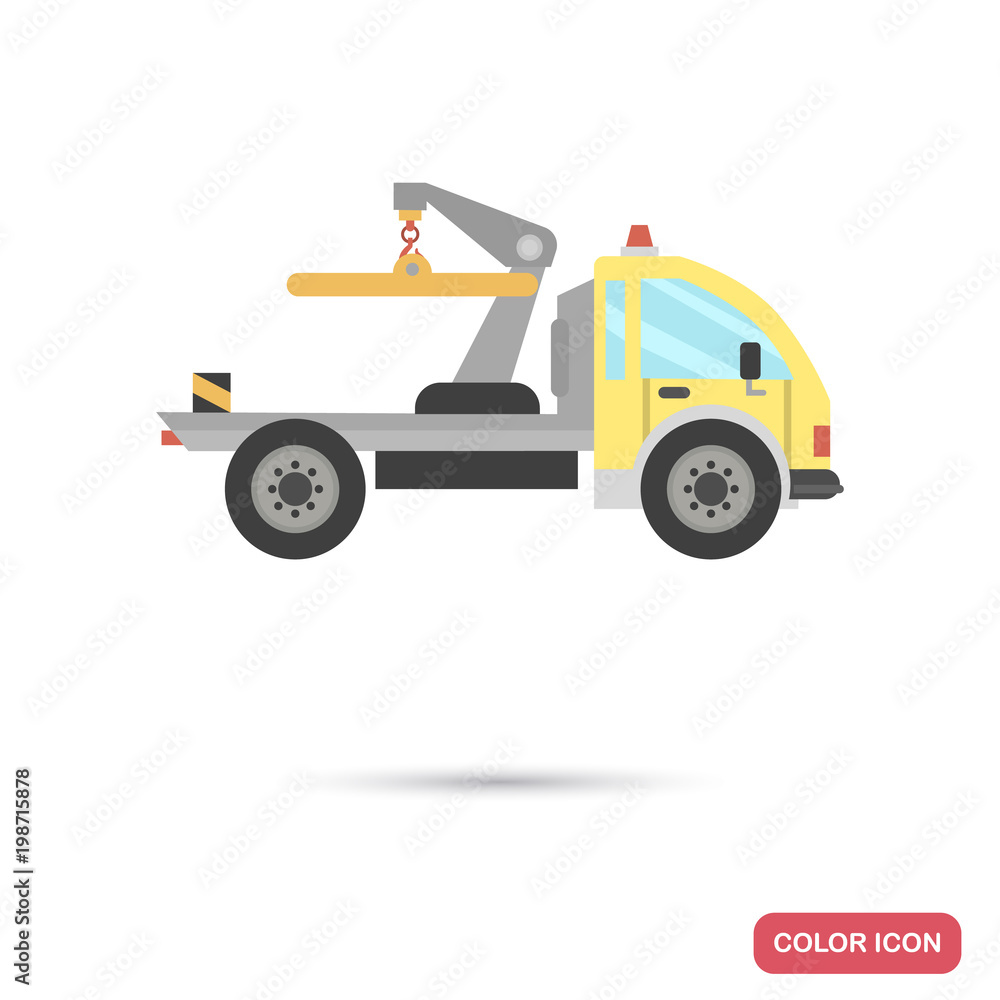 Tow truck color flat icon