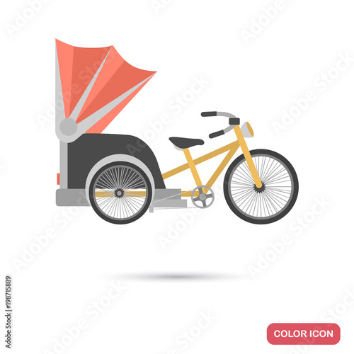 Bicycle rickshaw color flat icon