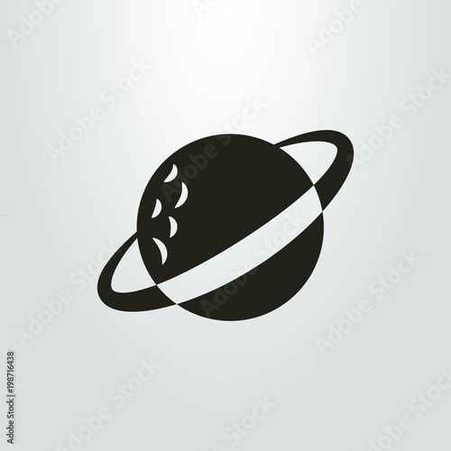 black and white icon of abstract saturn