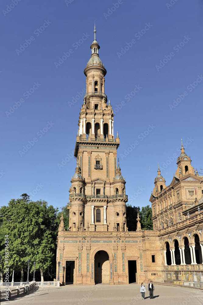 Nordturm, Torre Norte, an der Plaza de España, Sevilla, Andalusien, Spanien, Europa