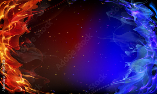 Abstract red and blue fire