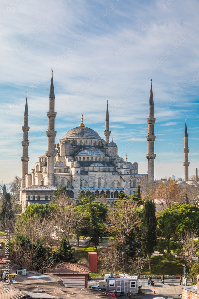 View of the Blue Mosque in Istanbul Turkey