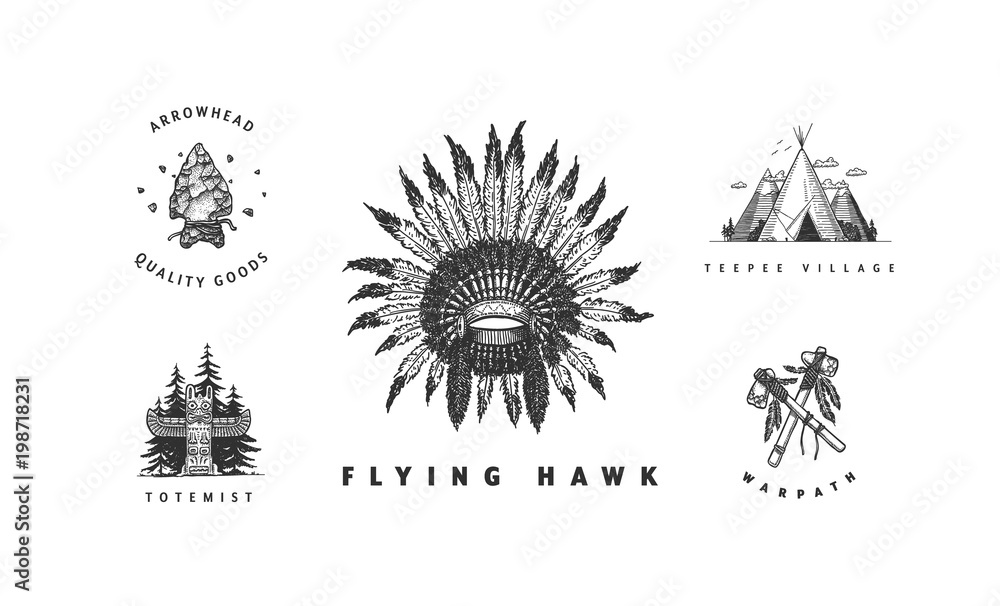 Native American Set Stock Vector | Adobe Stock
