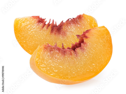 Peach slice isolated on white background