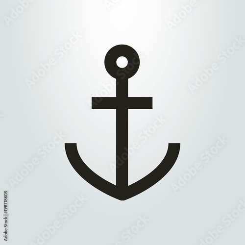 Valokuva Black and white icon with an anchor