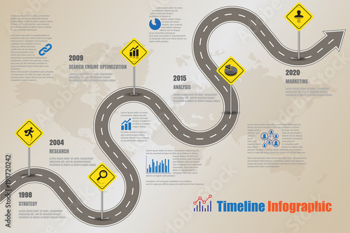 Business road signs map timeline infographic designed for abstract background template milestone element modern diagram process technology digital marketing data presentation chart Vector illustration