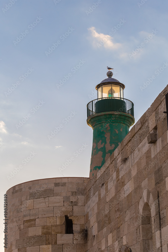 Green lighthouse in Maniace Castle (Castello Maniace) in Ortygia Green lighthouse in Maniace Castle (Castello Maniace) in Ortygia