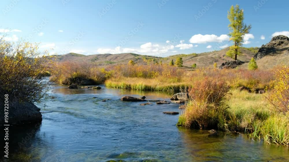 Natural landscape with river Kurkurek on Altai mountain plateau Eshtykel Natural landscape with river Kurkurek on Altai mountain plateau Eshtykel
