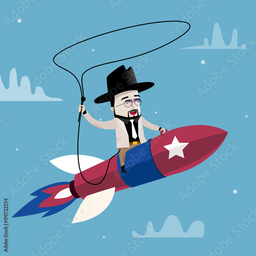  Cowboy Saddling a Rocket