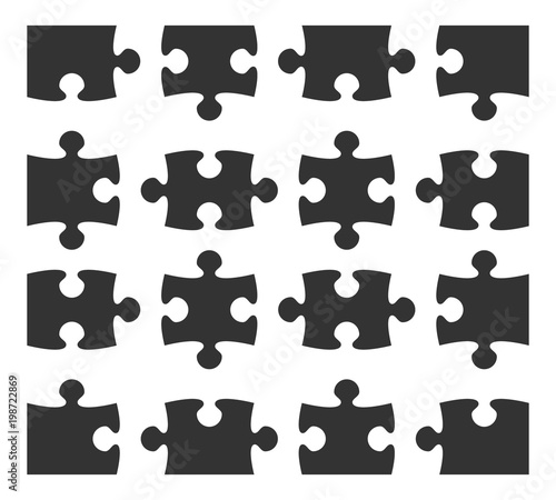 Set icon jigsaw puzzle part design elements silhouette