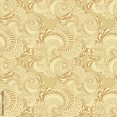 Abstract Zen tangle Zen doodle marine seamless pattern from shells beige for decoration clothes package or for print and others