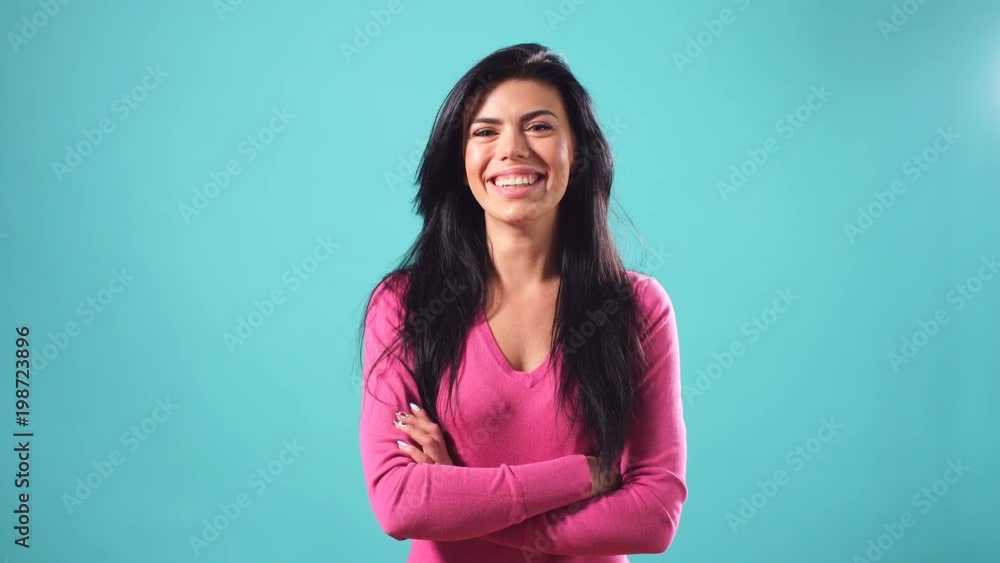 Portrait of happy beautiful girl with long black hair. Portrait of happy beautiful girl with long black hair.