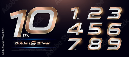Set of metal numbers. Vector silver numbers. 1, 2, 3, 4, 5, 6, 7, 8, 9, 10, logo design