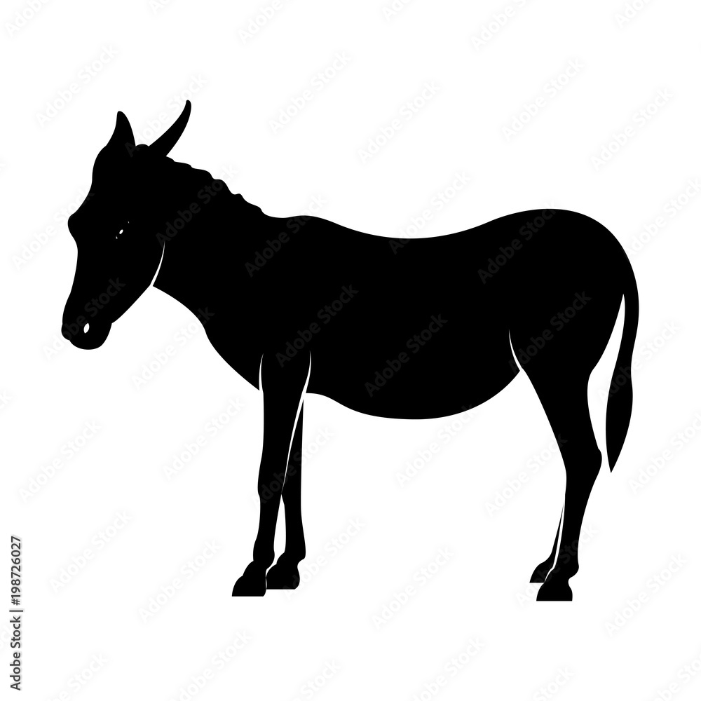 Vector image of silhouette of donkey