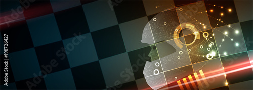 Artificial intelligence can drive. Sport racing car technology with AI. Futuristic concept.