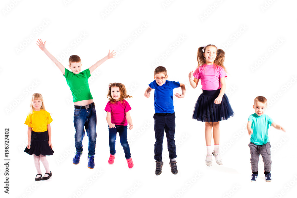 The happy kids jump