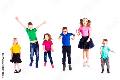 The happy kids jump