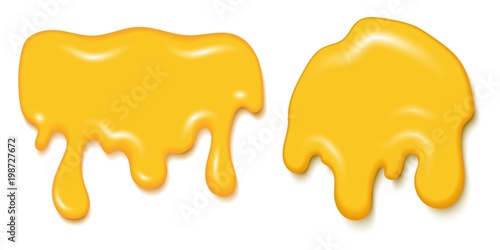 Color image of a liquid honey on a white background. Sweet liquid honey syrup delicious food. Vector illustration