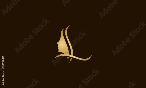 Letter L Elegance Beauty Face Creative Abstract Vector Logo, luxury letter L with beauty face logo design, Woman face silhouette isolated on letter L.
