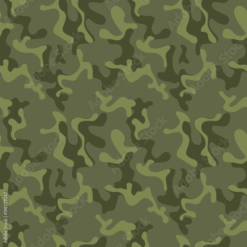 Seamless military camouflage texture. Army green hunting, camouflage background for textiles and design. Vector graphic illustration. Fashionable style