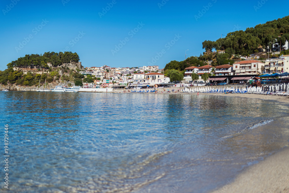 Parga, Greece, 14 October, 2017 Panorama of the center of the town of Parga in Greece