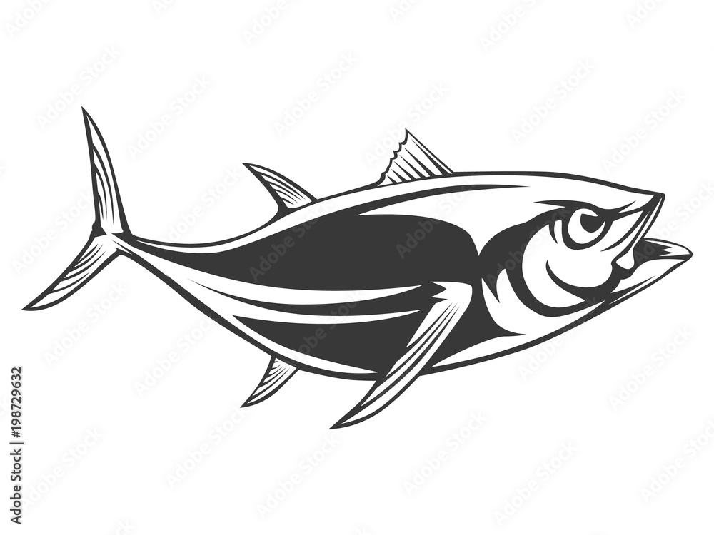 Tuna big fishing on white logo illustration. illustration can be