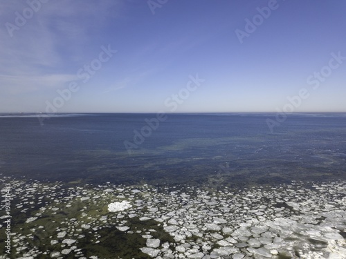 Aerial view Baltic sea at winter time