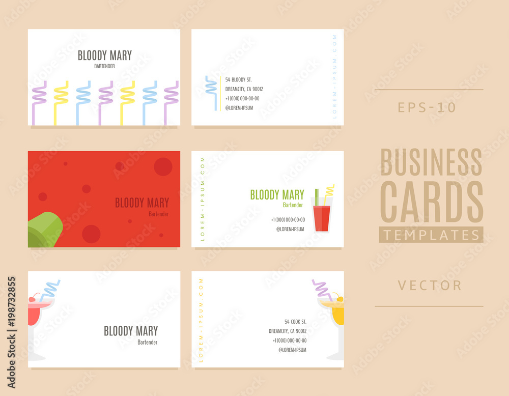Cocktails business cards. A good idea for bartenders, shops and restaurants. Cocktails business cards. A good idea for bartenders, shops and restaurants.