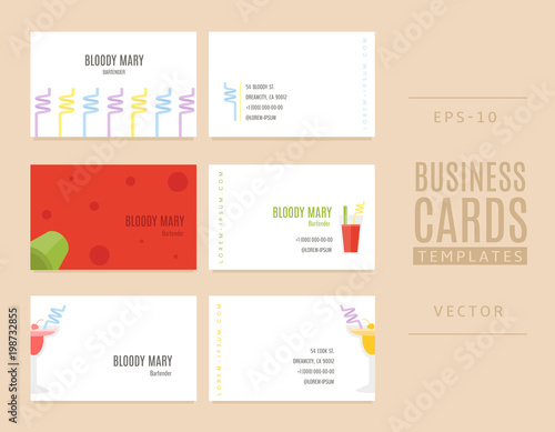 Cocktails business cards. A good idea for bartenders, shops and restaurants.