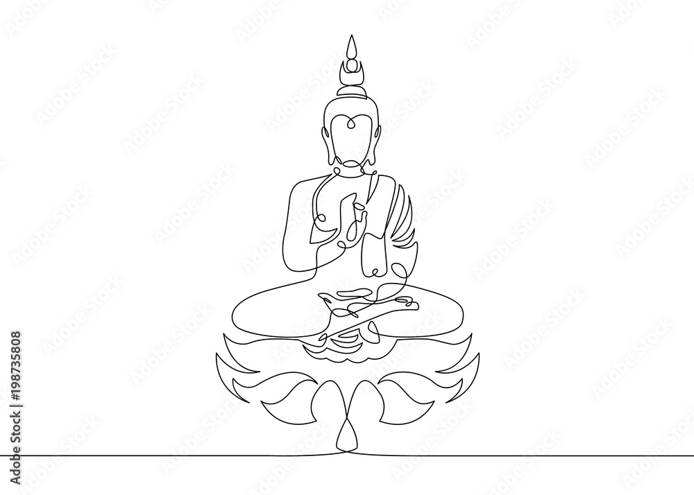 One continuous line drawn Buddha
