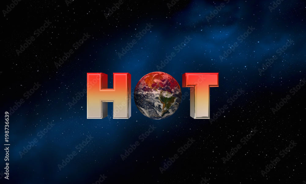 Naklejka premium Hot Earth Planet Global Warming Climate Change 3d Illustration