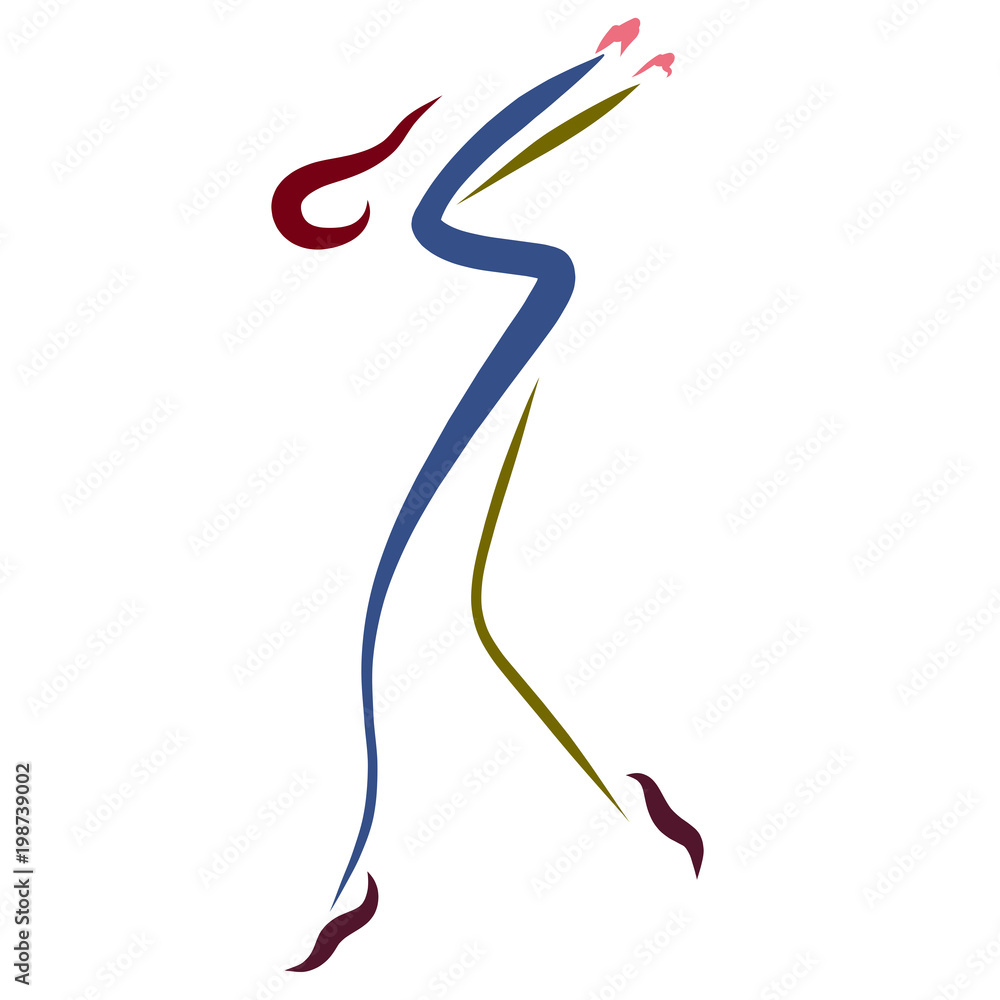 athlete drawn by several lines