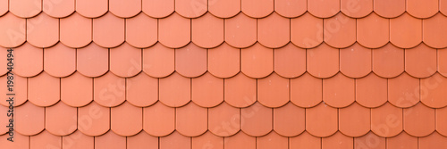 Εκτύπωση καμβά Fragment of a red roof of a private house made of shingles