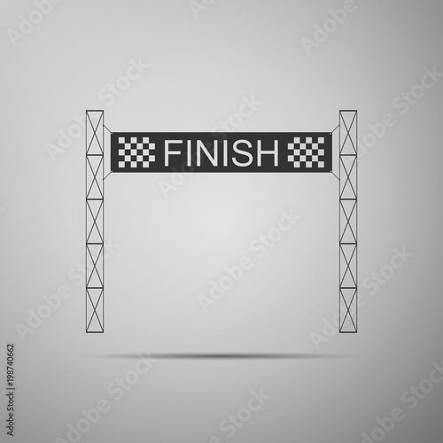 Ribbon in finishing line icon isolated on grey background. Symbol of finish line. Sport symbol or business concept. Flat design. Vector Illustration