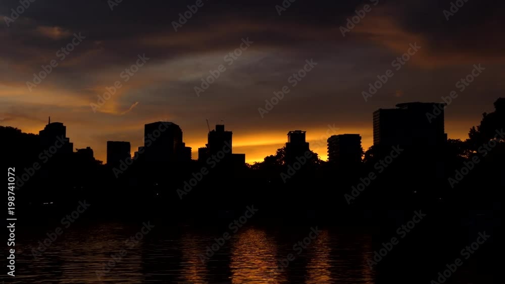Sunset at downtown, foreground is a marsh, at Bangkok, Thailand. Sunset at downtown, foreground is a marsh, at Bangkok, Thailand.