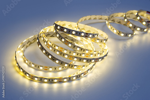 Diode strip. LED lights tape close-up