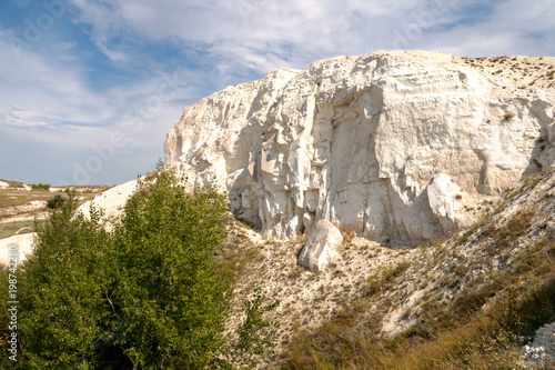 White chalk rock in the quarry