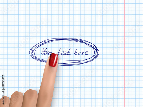Finger pointing notebook paper forefinger pick white paper 1