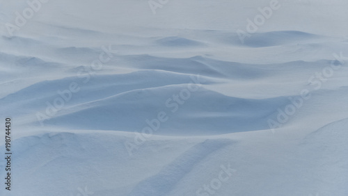 Field covered with snow. Winter background or snow texture.