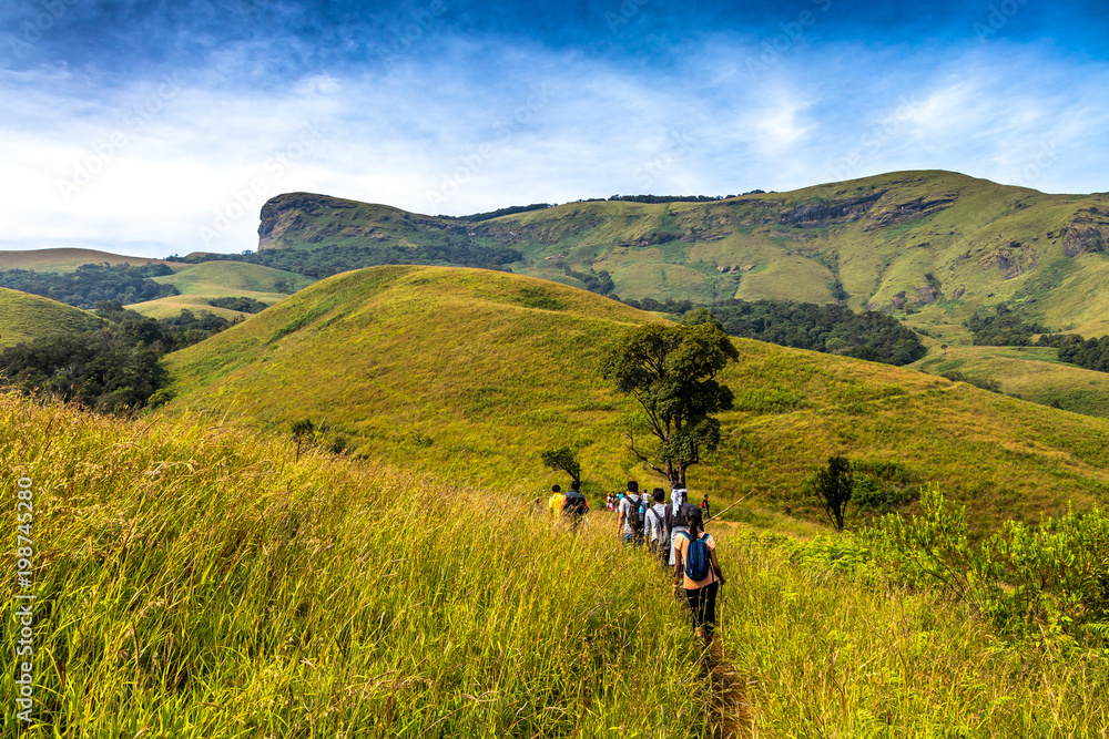 Trekking at Kudremukh, Karnataka, India Trekking at Kudremukh, Karnataka, India