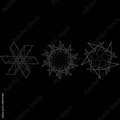 Geometric pattern symbols fractale pentagram astrology stamp label symbol amulet runes