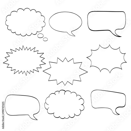 Comics cartoon speech bubbles set. Vector illustration