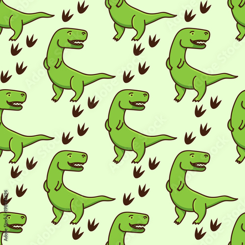 Fototapeta Naklejka Na Ścianę i Meble -  Cute cartoon dinosaurs pattern. Vector illustration