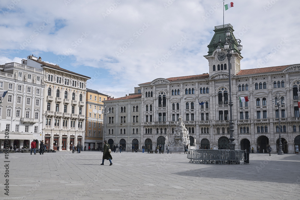 Trieste, Italy - March 19, 2018 : View of Piazza Unita di Italia
