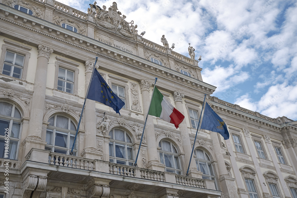 Trieste, Italy - March 19, 2018 : View of Palazzo del Lloyd Triestino