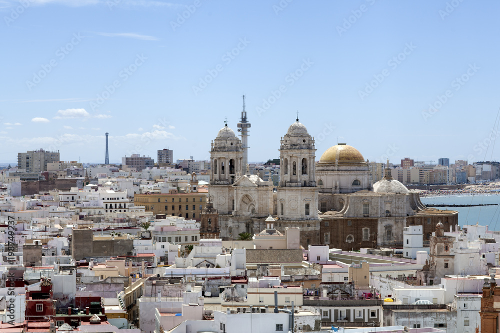 Cadiz Panoramic View with Cathedral