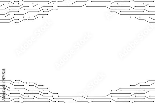 Black circuit  line on the white background vector technology design.
