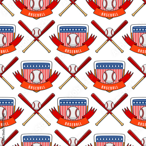 Sport game vector baseball team play tournament label champion emblem league competition seamless pattern background athletic championship club professional tournament label illustration.