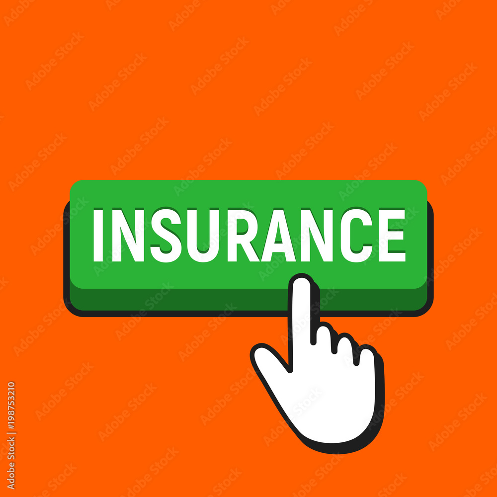 Hand Mouse Cursor Clicks the Insurance Button. Hand Mouse Cursor Clicks the Insurance Button.